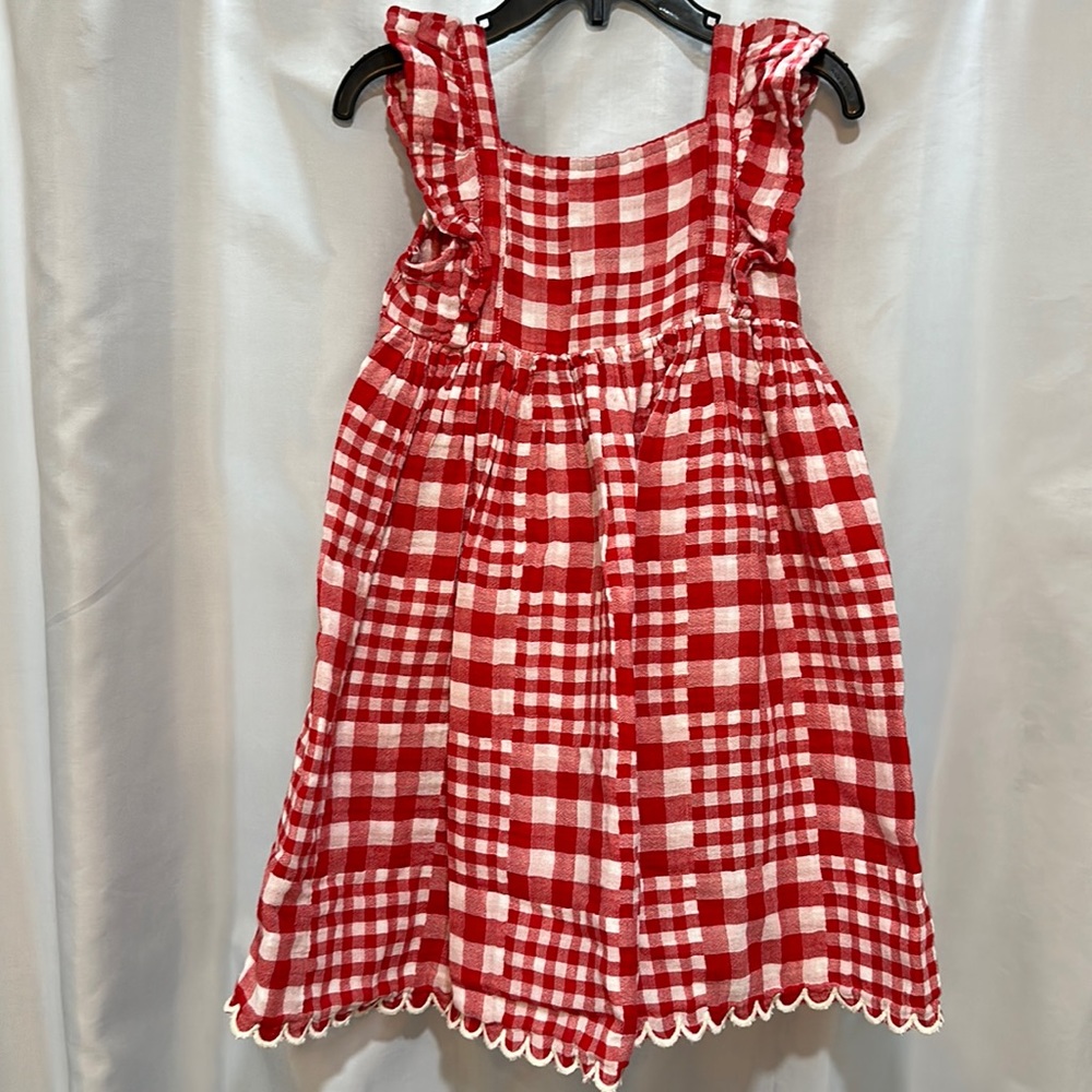 Red & white plaid flowy cotton dress